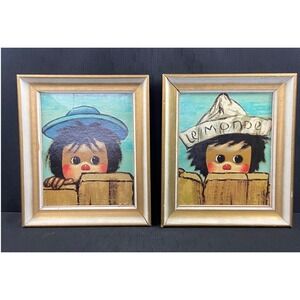Vintage Bollini Framed Prints Set of 2 Jed & Roger Museum Print Editions Wall Ar